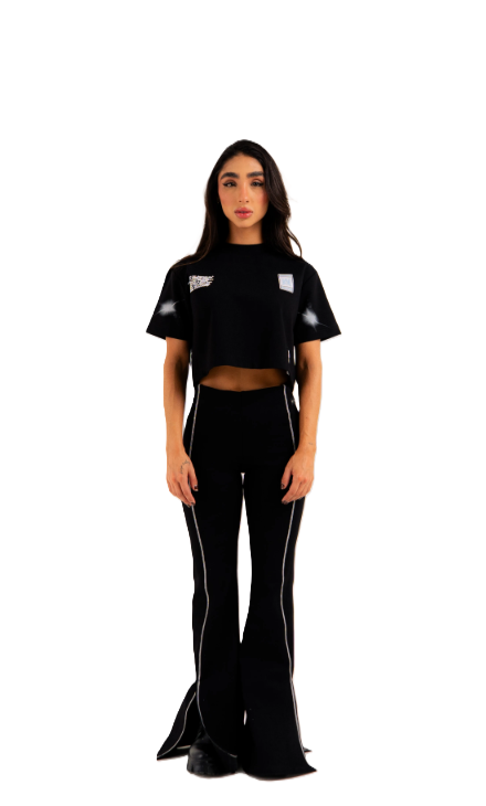 Crop Top Ghost Negro - Vista frontal