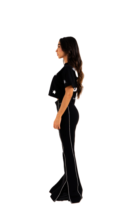 Crop Top Ghost Negro - Vista lateral